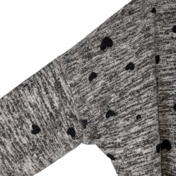 Philosophy Sweater S Gray Heart Print Vneck Long Sleeve Super Soft Romantic Love - Picture 2 of 6